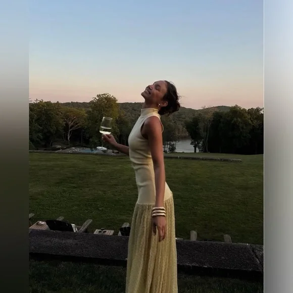 NWT HELSA Helsa Costanza Gown in butter yellow polka dot - Picture 8 of 17